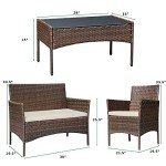 Greesum 4-Piece Outdoor Conversation Set, Brown/Beige