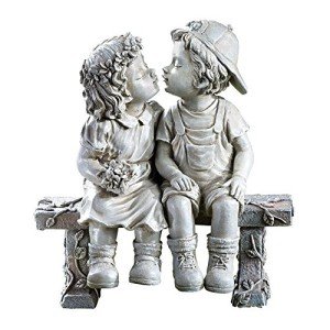 Puppy Love Kissing Couple Garden Sculpture