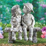 Puppy Love Kissing Couple Garden Sculpture