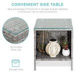 Best Choice Products 3-Piece Outdoor Wicker Conversation Bistro Set, Space Saving Patio Furniture for Garden w/Side Table - Gray/Black