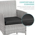 Best Choice Products 3-Piece Outdoor Wicker Conversation Bistro Set, Space Saving Patio Furniture for Garden w/Side Table - Gray/Black