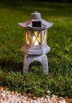 VP Home Solar-Powered Pagoda Garden Statues - Japanese Zen Lantern Outdoor Decor with Flickering LED Light - Durable Polyresin for Yard, Patio, or Garden - 12 x 7 x 6 Inches (Zen Garden Pagoda)