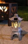 VP Home Solar-Powered Pagoda Garden Statues - Japanese Zen Lantern Outdoor Decor with Flickering LED Light - Durable Polyresin for Yard, Patio, or Garden - 12 x 7 x 6 Inches (Zen Garden Pagoda)