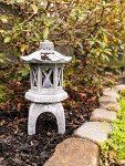 VP Home Solar-Powered Pagoda Garden Statues - Japanese Zen Lantern Outdoor Decor with Flickering LED Light - Durable Polyresin for Yard, Patio, or Garden - 12 x 7 x 6 Inches (Zen Garden Pagoda)