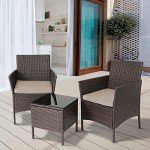 Outdoor Bistro Set with Rattan Chairs and Table