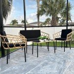 4-Piece Wicker Patio Furniture Set for Outdoors