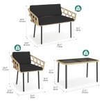 4-Piece Wicker Patio Furniture Set for Outdoors