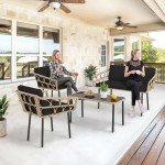 4-Piece Wicker Patio Furniture Set for Outdoors