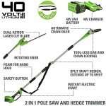 Greenworks 40V 8" Pole Saw and Hedge Trimmer