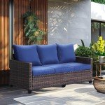 3-Seat Outdoor Patio Wicker Couch Set