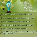 Blue Hummingbird Feeder with Metal Stations