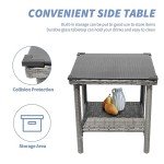 5-Piece Gray Wicker Patio Furniture Set