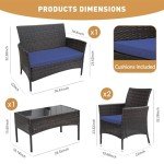 Cozy 4-Piece Wicker Patio Furniture Set