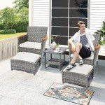 5-Piece Gray Wicker Patio Furniture Set