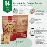 14 Varieties of Non-GMO Sweet & Hot Pepper Seeds