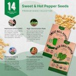 14 Varieties of Non-GMO Sweet & Hot Pepper Seeds