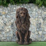Bronze Guardian Lion Garden Statue, 20.5" H