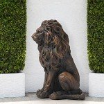 Bronze Guardian Lion Garden Statue, 20.5" H