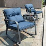 3-Piece Outdoor Wicker Rocking Chair Bistro Set