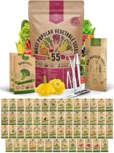 55 Vegetable Seeds Variety Pack - Non-GMO Heirloom Seeds