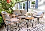 4-Piece Grey Wicker Patio Furniture Set