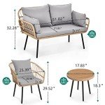 4-Piece Grey Wicker Patio Furniture Set