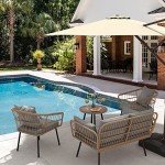4-Piece Grey Wicker Patio Furniture Set