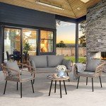 4-Piece Grey Wicker Patio Furniture Set