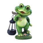 Solar Frog Statue Garden Decoration with Lantern