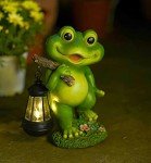 Solar Frog Statue Garden Decoration with Lantern