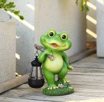 Solar Frog Statue Garden Decoration with Lantern