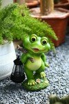 Solar Frog Statue Garden Decoration with Lantern
