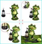 Solar Frog Statue Garden Decoration with Lantern