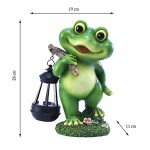 Solar Frog Statue Garden Decoration with Lantern