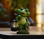 Solar Frog Statue Garden Decoration with Lantern