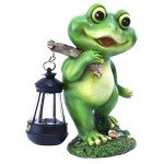 Solar Frog Statue Garden Decoration with Lantern