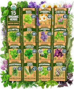 15 Organic Herb Seeds Variety Pack for Gardening