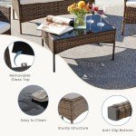 4-Piece Modern Wicker Patio Furniture Set