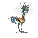 Colorful 19" Tropical Metal Rooster Statue