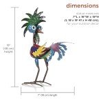 Colorful 19" Tropical Metal Rooster Statue