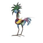 Colorful 19" Tropical Metal Rooster Statue