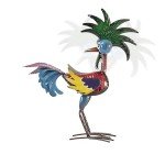 Colorful 19" Tropical Metal Rooster Statue