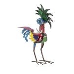 Colorful 19" Tropical Metal Rooster Statue