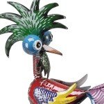 Colorful 19" Tropical Metal Rooster Statue
