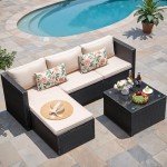 3-Piece Wicker Patio Furniture Set with Cushions