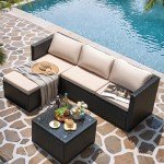 3-Piece Wicker Patio Furniture Set with Cushions