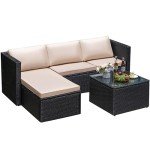 3-Piece Wicker Patio Furniture Set with Cushions