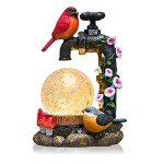 Solar Bird Garden Decor with Crackle Globe