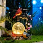 Solar Bird Garden Decor with Crackle Globe