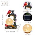 Solar Bird Garden Decor with Crackle Globe